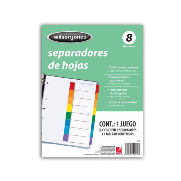 Indice Separador 8 Div. Wilson Jones