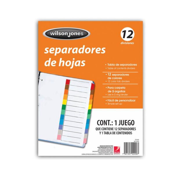 Indice Separador 12 Div. Wilson Jones